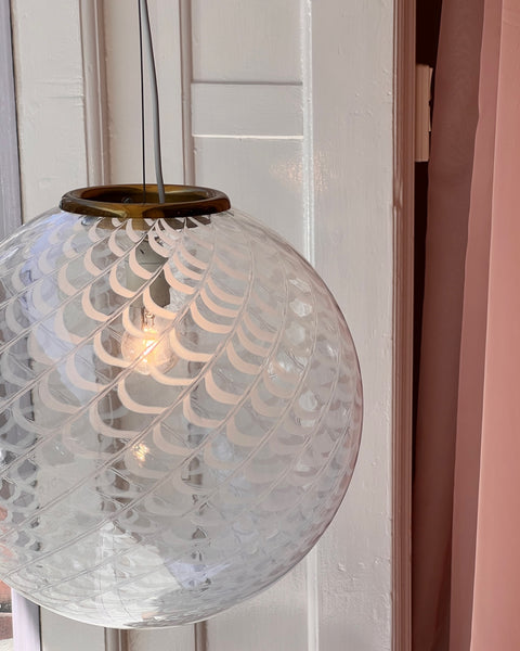 Vintage white clear Murano ceiling lamp (D40)