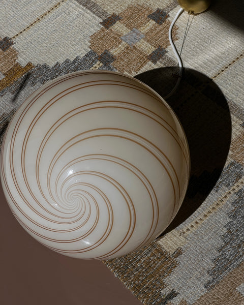 Vintage Murano cream/brown swirl ceiling lamp (D40)