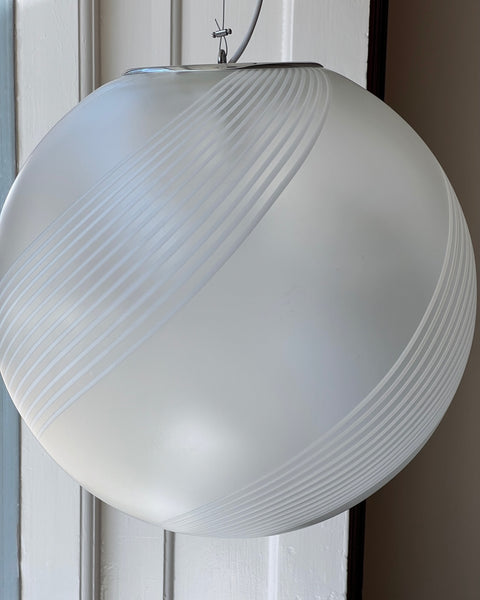Vintage white / blured swirl Murano ceiling lamp (D45)