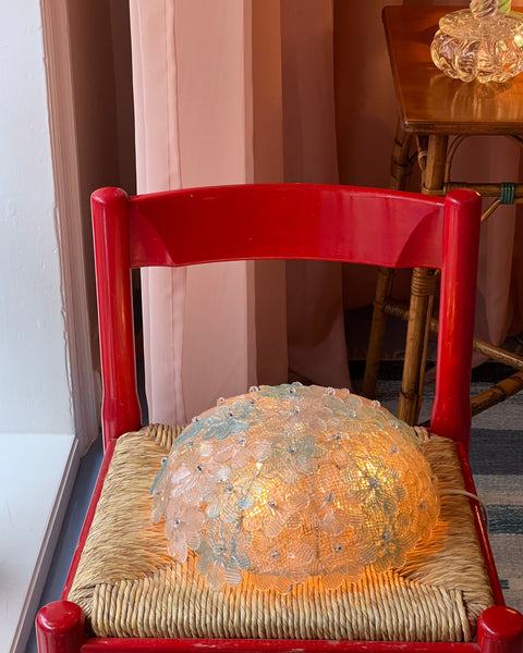 Vintage blue/golden/white Murano flower ceiling/wall lamp (D30)