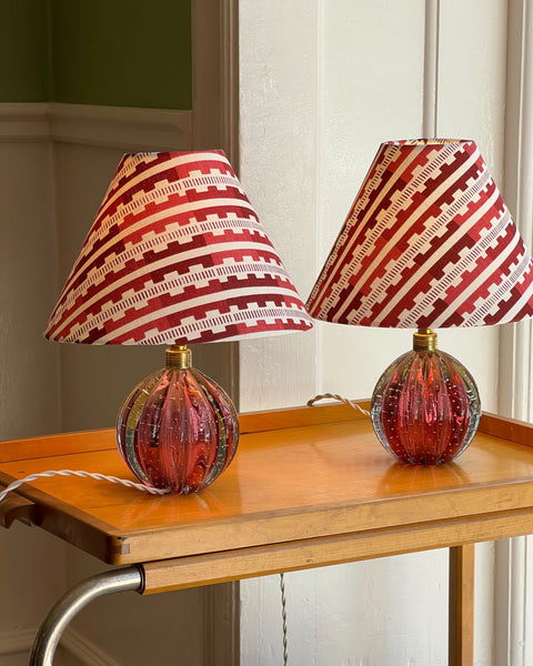Vintage cranberry Murano table lamp (incl. lampshade)- 2 available