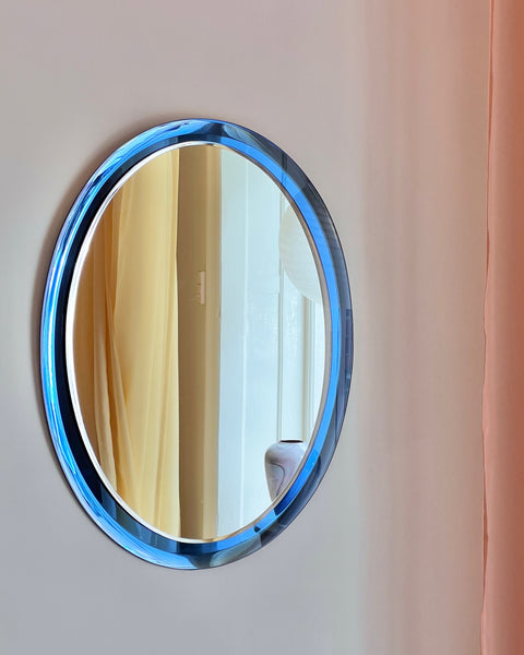 Vintage Italian mirror with blue mirror frame