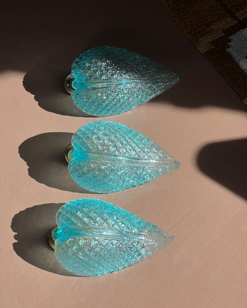 Vintage Murano blue leaf wall lamp