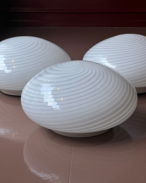 Vintage Murano white swirl ceiling/wall lamp (D36) (2 available)