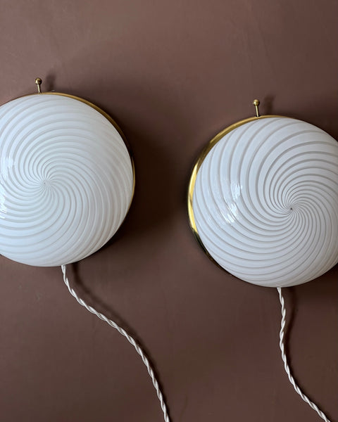 Vintage Murano white swirl ceiling/wall lamp (D23)