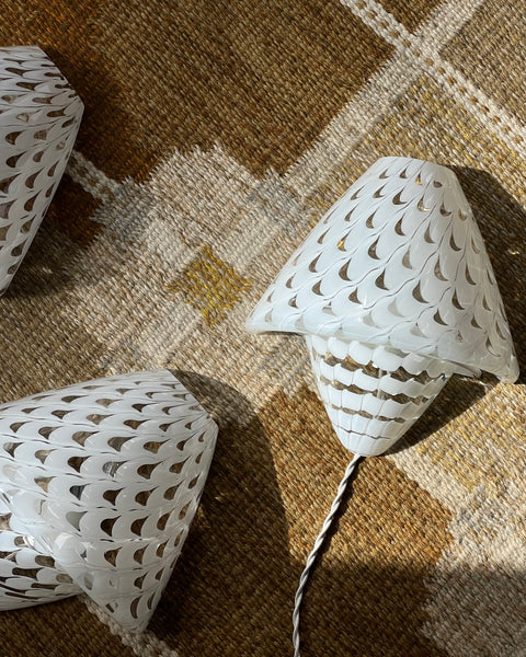 Vintage white/clear Murano wall lamp (3 available)