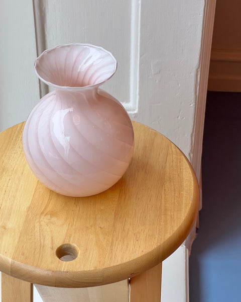 Vintage pink swirl Murano vase