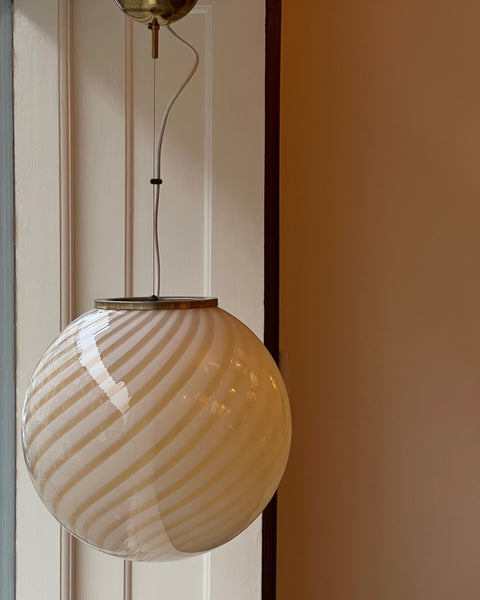 Vintage yellow swirl Murano ceiling lamp (D40)