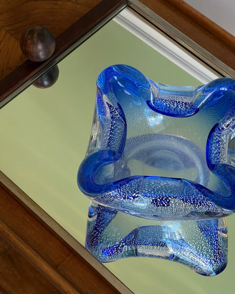 Vintage blue/silver Murano bowl