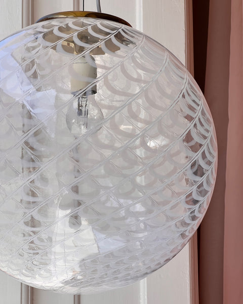 Vintage white clear Murano ceiling lamp (D40)