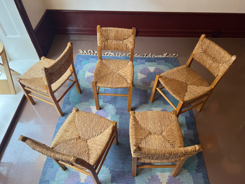 Vintage wicker and wood chair, Sweden, 1950s (5 available)