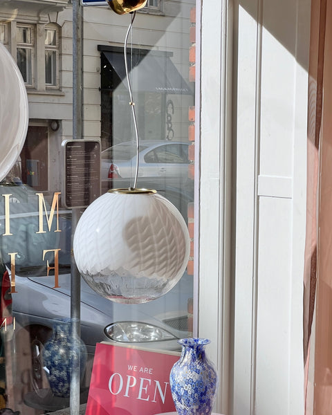 Vintage white clear Anemone Murano ceiling lamp (D35)