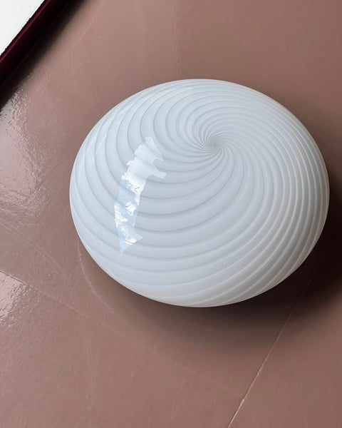Vintage Murano white swirl ceiling/wall lamp (D36)