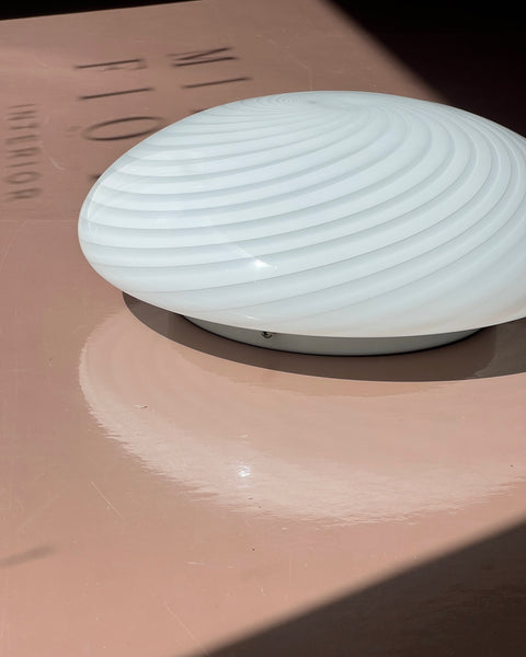 Vintage Murano white swirl ceiling/wall lamp (D38)