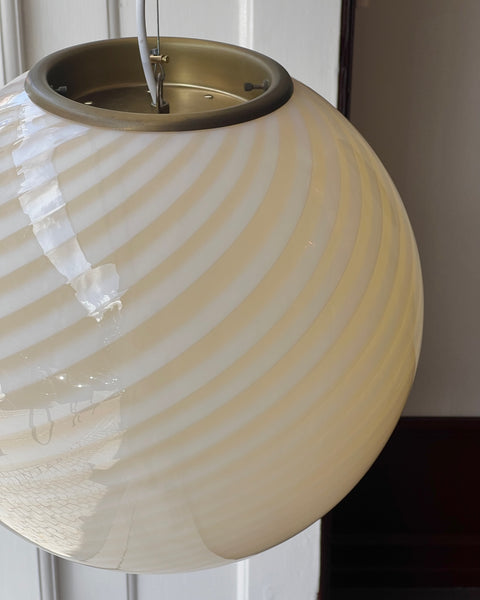 Vintage yellow/cream swirl Murano ceiling lamp (D40)