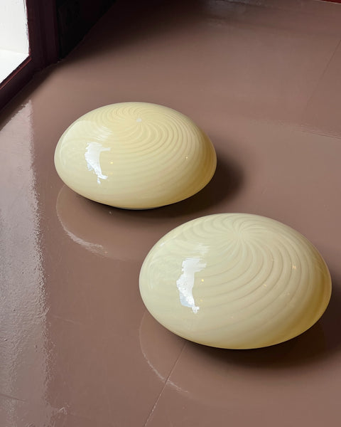 Vintage Murano yellow swirl ceiling/wall lamp (D30)