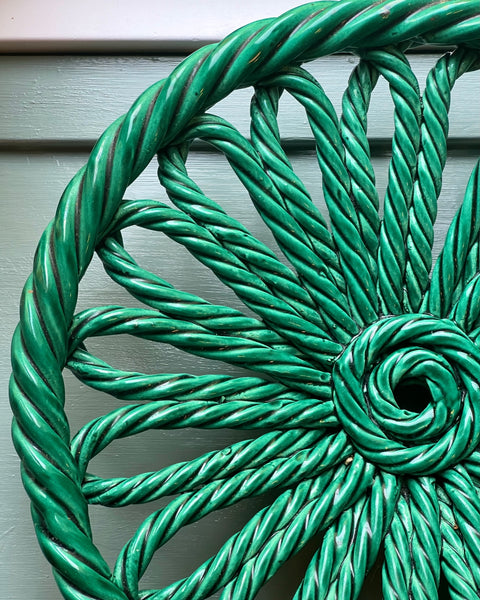 Vintage green ceramic basket