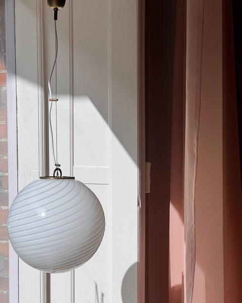 Vintage Murano white swirl ceiling lamp (D30)