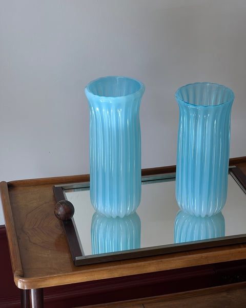 Vintage opal blue Murano vase (2 available)