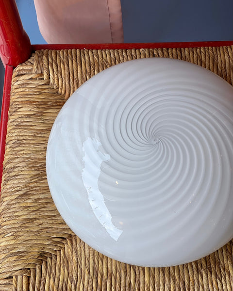 Vintage Murano white swirl ceiling/wall lamp (D30)