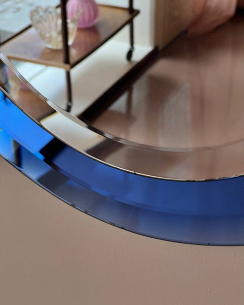 Vintage Italian mirror with blue mirror frame