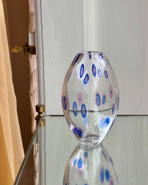 Vintage blue Millefiori Murano vase