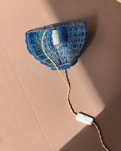 Vintage blue Murano flower wall lamp