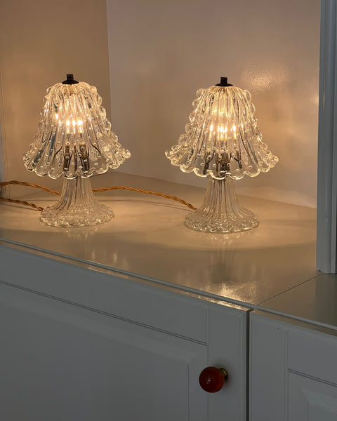 Vintage clear Murano table lamps (Sold as a pair)