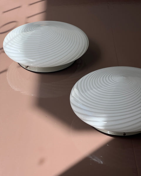 Vintage Murano white swirl ceiling/wall lamp (D30)