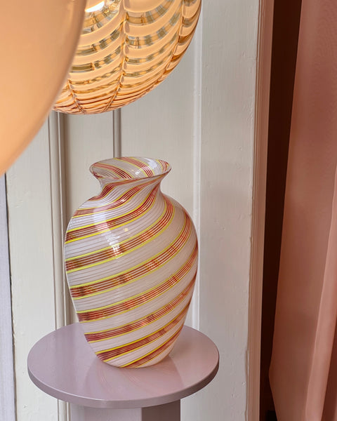 Vintage yellow / red / white swirl Murano vase