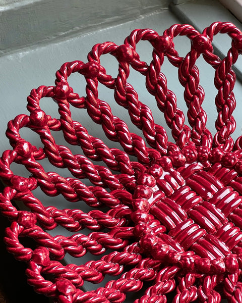 Vintage red ceramic basket