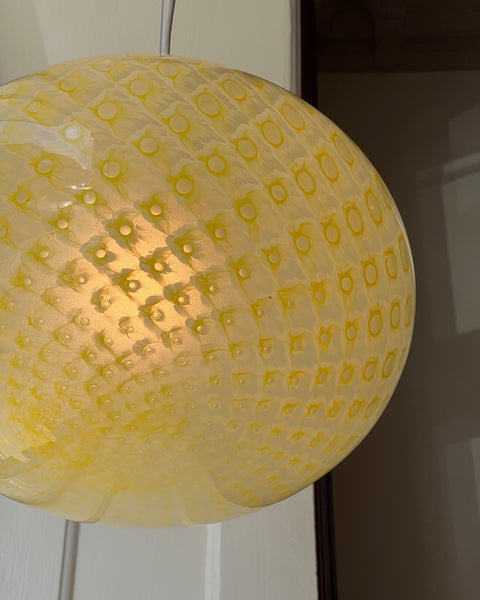 Vintage oval yellow dotted Murano ceiling lamp (D35)