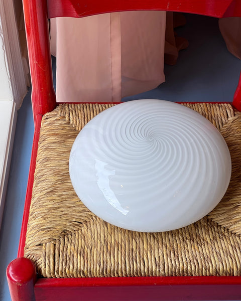 Vintage Murano white swirl ceiling/wall lamp (D30)