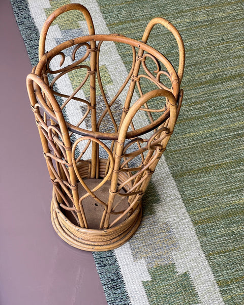 Vintage rattan umbrella stand