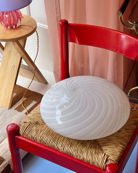 Vintage Murano white swirl ceiling/wall lamp (D40)