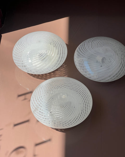 Vintage Murano clear/white swirl ceiling/wall lamp (D30) (3 available)