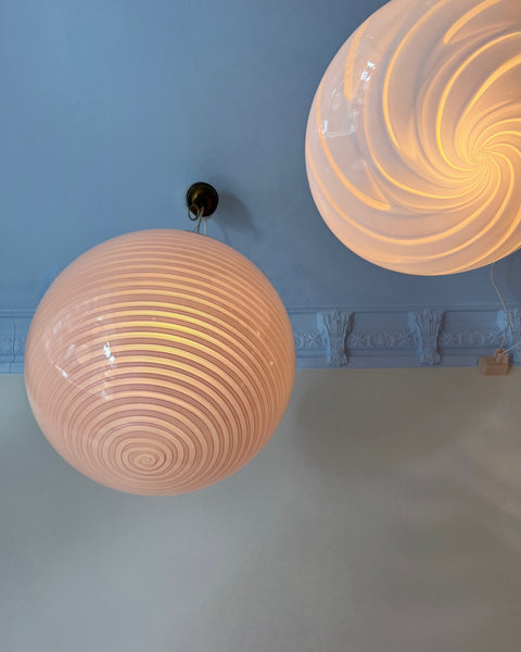 Vintage Murano light pink swirl ceiling lamp (D40)