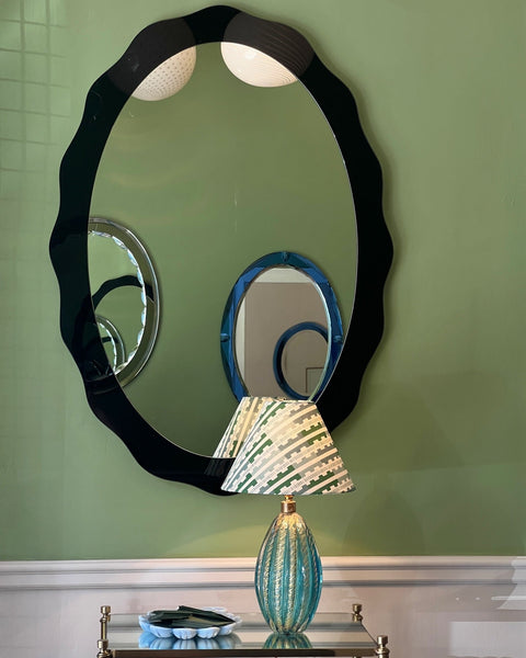 Large vintage Italian mirror with black mirror frame