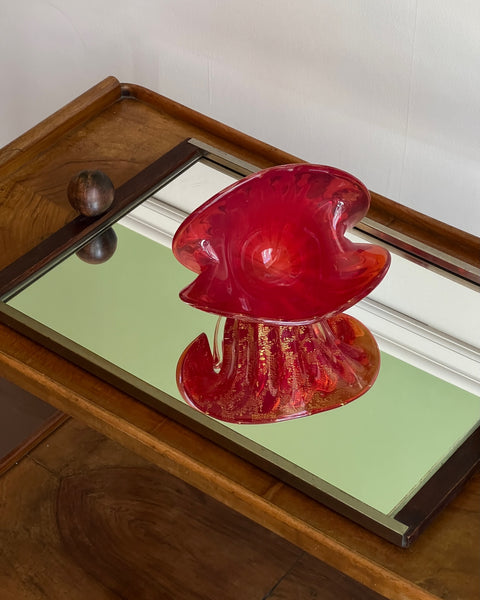 Vintage orange-red/golden Murano shell