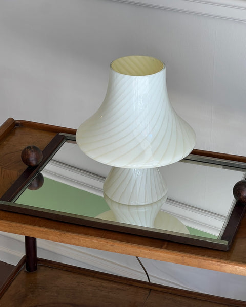 Vintage light yellow Murano mushroom table lamp