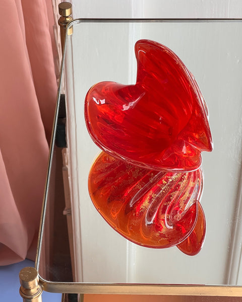 Vintage orange-red/golden Murano shell