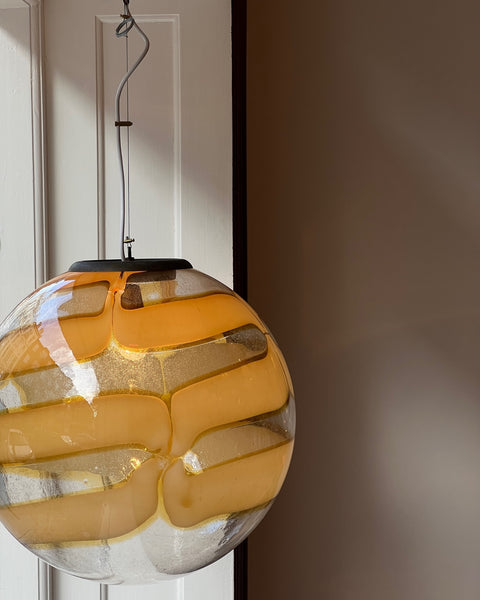 Vintage golden / clear swirl Murano ceiling lamp (D50)