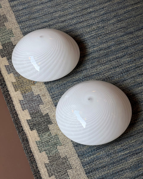 Vintage Murano white swirl ceiling/wall lamp (D33)