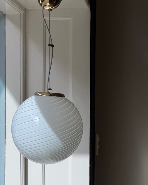 Vintage white swirl Murano ceiling lamp (D30)