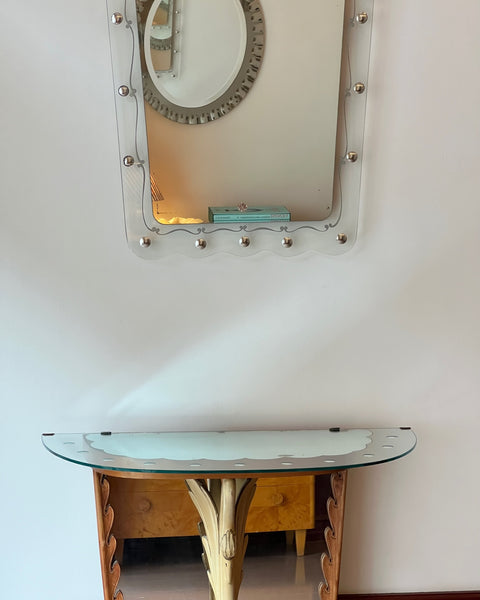 Set of vintage console table and mirror, Italy 1940s