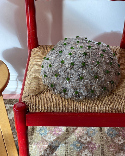 Vintage green/clear/golden Murano flower ceiling/wall lamp (D30)