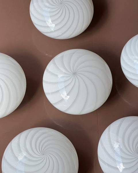 Vintage Murano white swirl ceiling/wall lamp (D24) (5 available)
