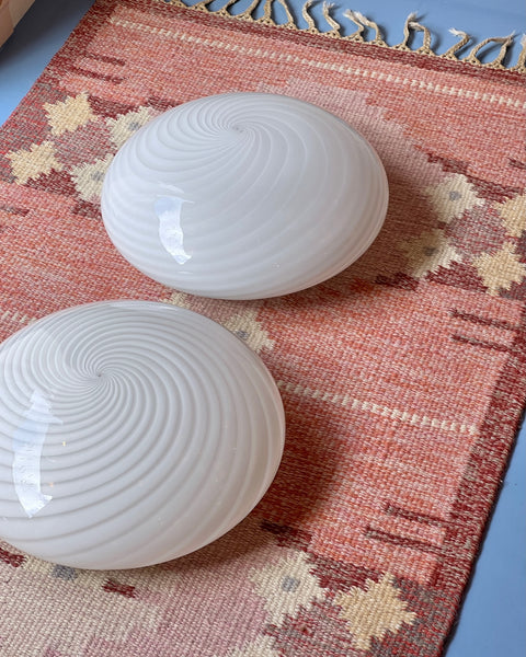 Vintage Murano white swirl ceiling/wall lamp (D38)