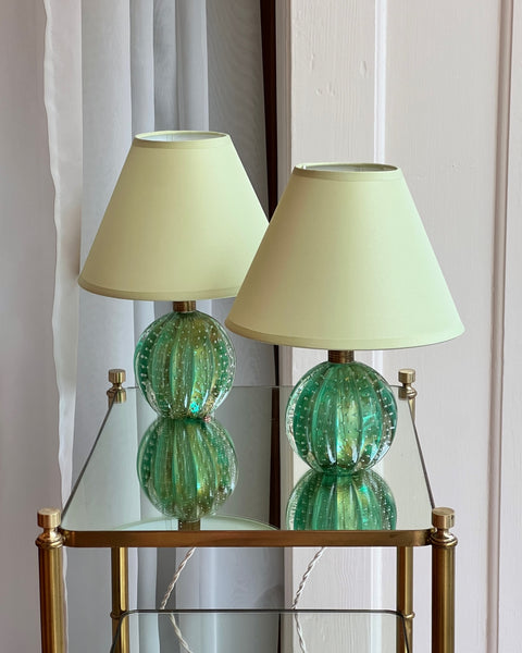 Vintage green Murano table lamp (with shade)