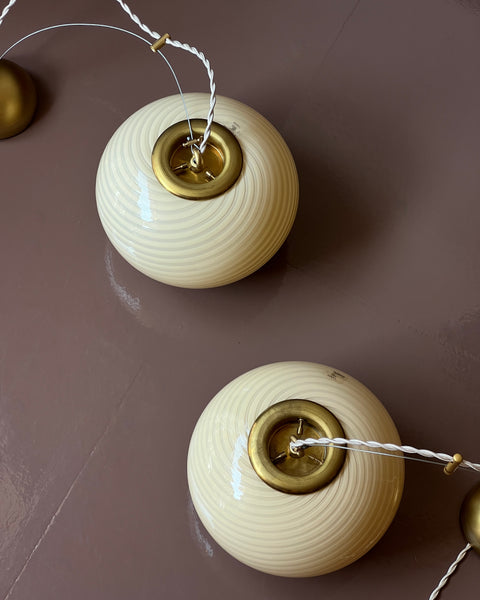 Vintage yellow swirl Murano oval ceiling lamp (D22)